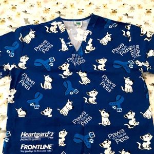 Animal Print Scrub Top Cats and Dogs